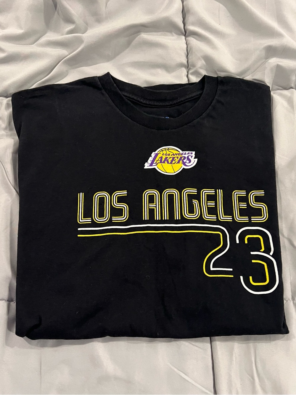 NBA Basketball Los Angeles Lakers LeBron James graphic Black T Shirt Men's 2XL